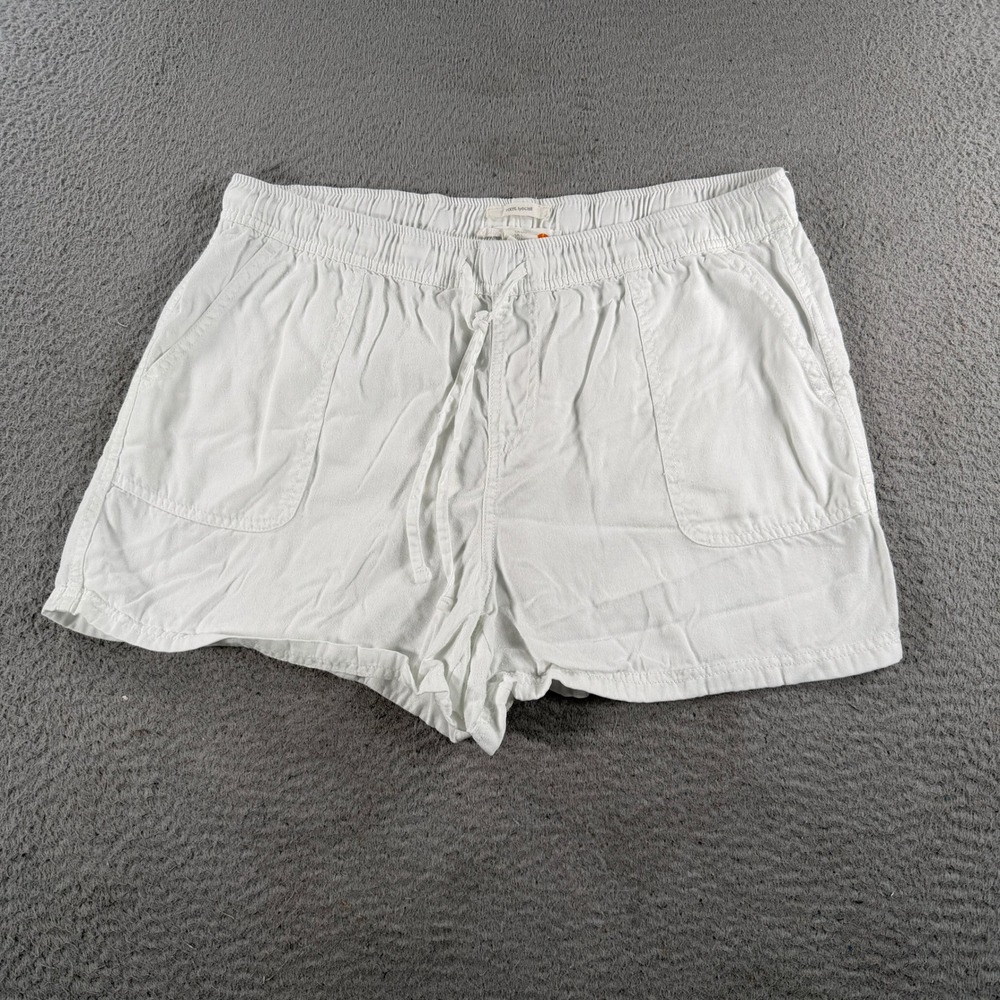 C&C California Shorts Women Large White Lyocell Elastic Drawstring Casual Summer